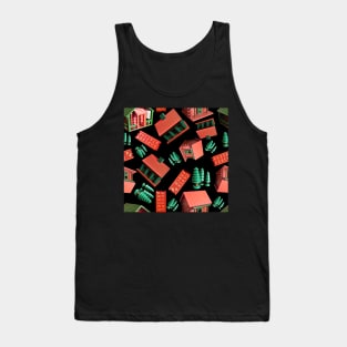 Jovielle Forest Birdhouses Tossed on Black 5748 Tank Top